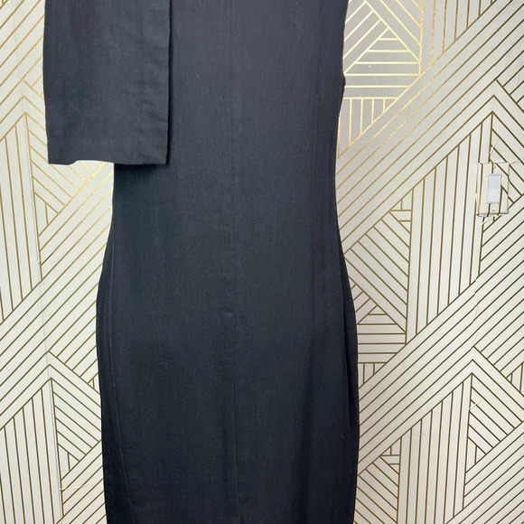 Apiece Apart‎ One Shoulder Dress Asymmetric Cape Sleeve Cotton Black Size US 6 - Picture 9 of 12